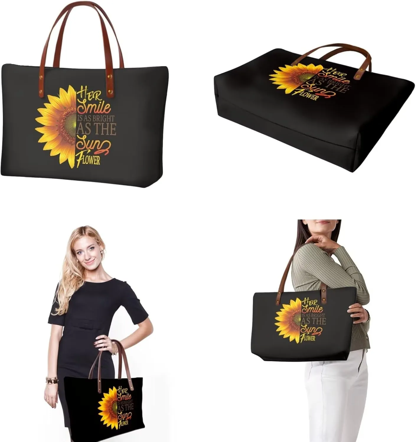 Handbag Purses Set of 2 for Women Portable Top Handle Tote Bag Shoulder Bag with Cash Wallet for Shopping Tours