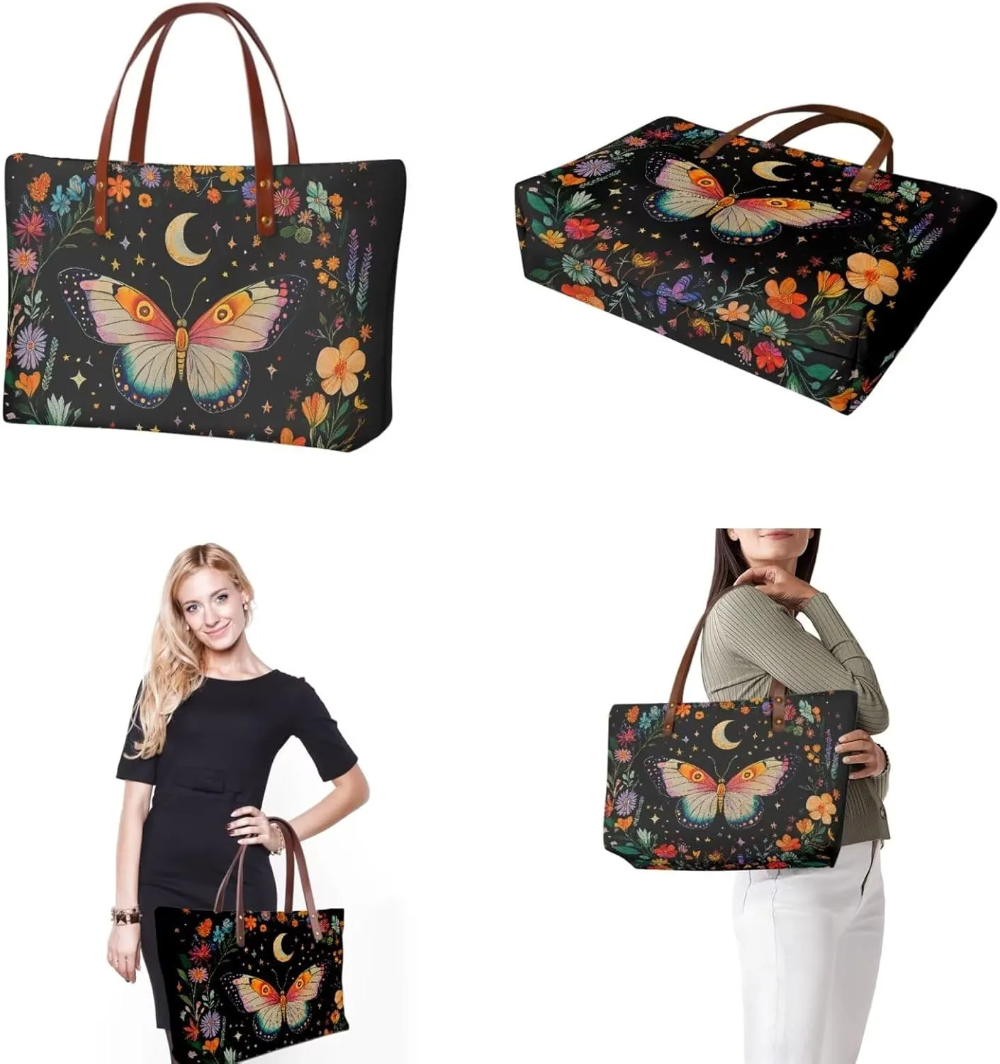 Handbag Purses Set of 2 for Women Portable Top Handle Tote Bag Shoulder Bag with Cash Wallet for Shopping Tours