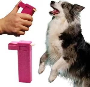 Handheld Dog Treat Dispenser, Offers a Treat (Max. diameter 3/4") in a Clean and Safe Way, Easy 1 Hand Operation, Slices Cheese, Meat Rolls etc. into Treats (Pink)