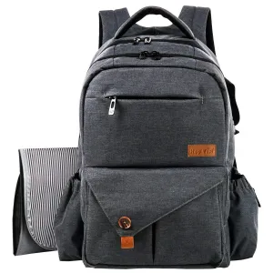 Hap Tim Multi-function Large Baby Diaper Bag Backpack with Stroller Straps, Insulated Bottle Pockets, Changing Pad (Dark Gray-5284)