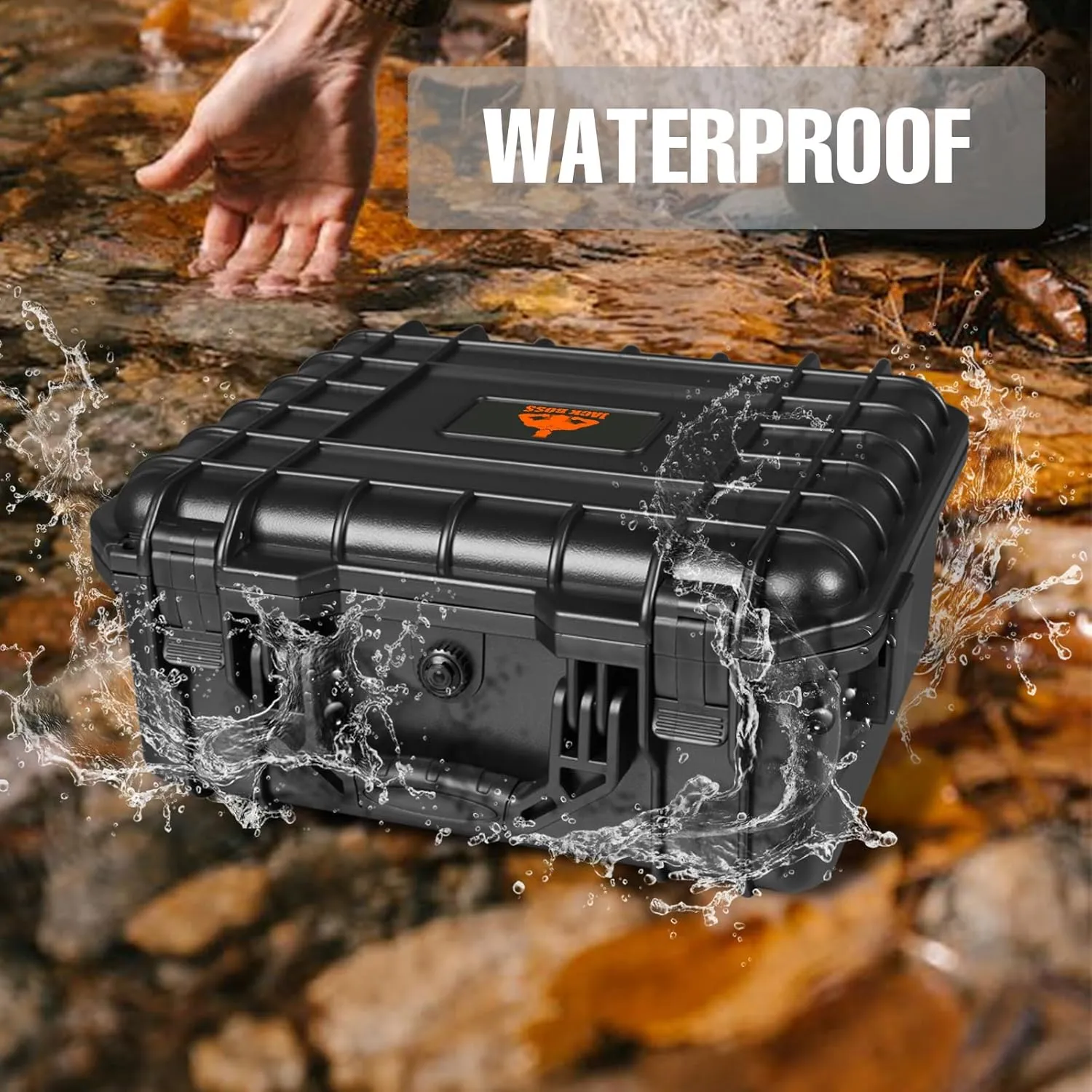 Hard Case, 14x 11.5x 6 Inch Portable Weather Waterproof Protective Camera Case with Customizable Foam, Fit Use of Drones, Camera, Equipments