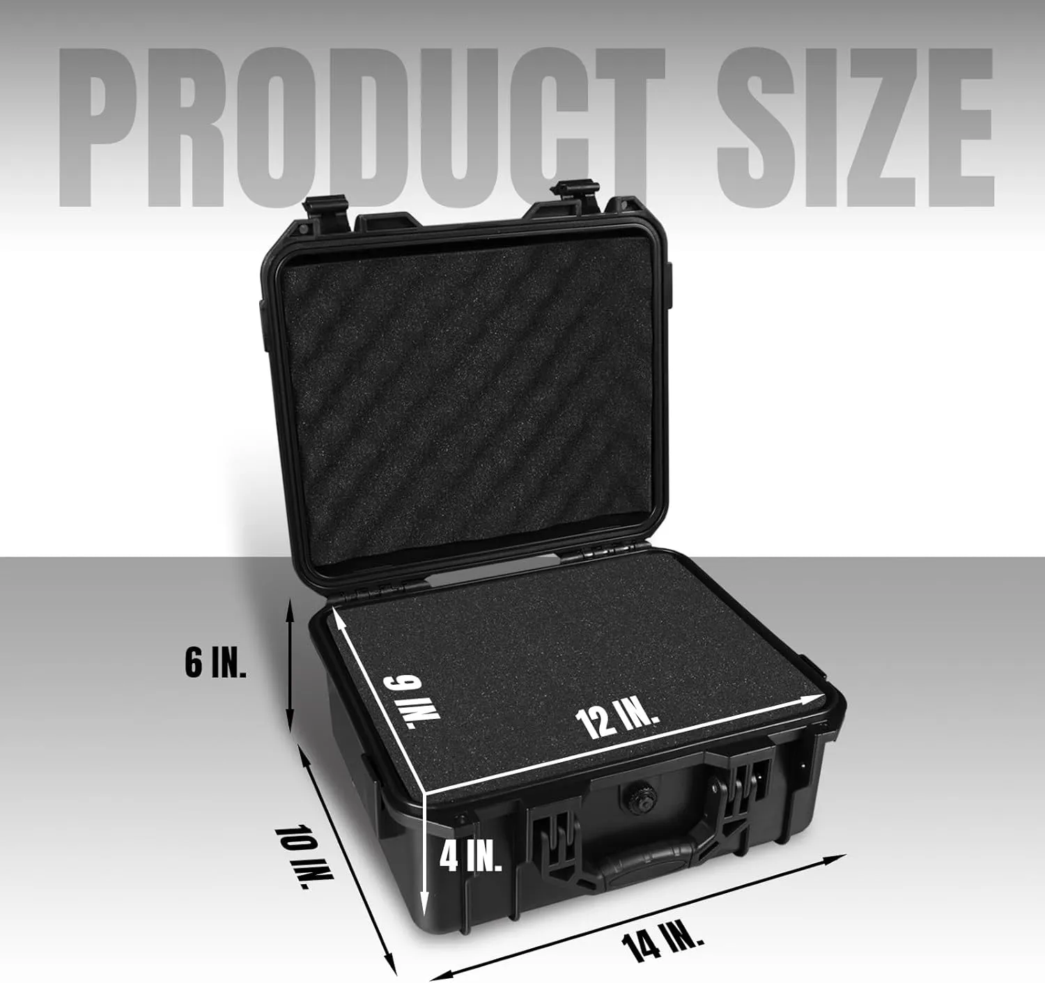 Hard Case, 14x 11.5x 6 Inch Portable Weather Waterproof Protective Camera Case with Customizable Foam, Fit Use of Drones, Camera, Equipments