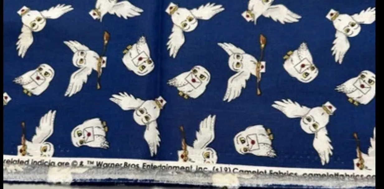 HARRY POTTER Fabric Owl Hedwig Blue Camelot QUILTING COTTON 36” x 44”