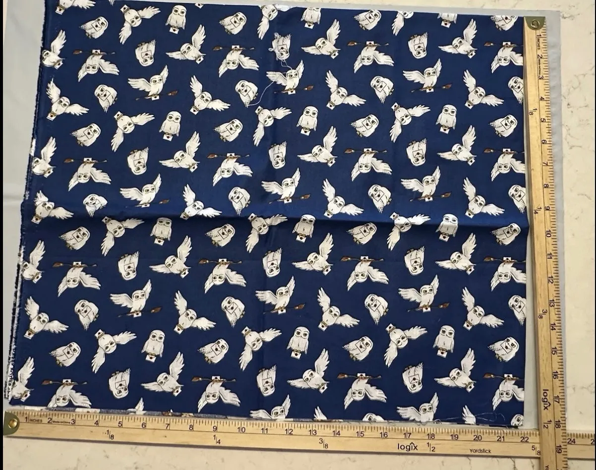 HARRY POTTER Fabric Owl Hedwig Blue Camelot QUILTING COTTON 36” x 44”