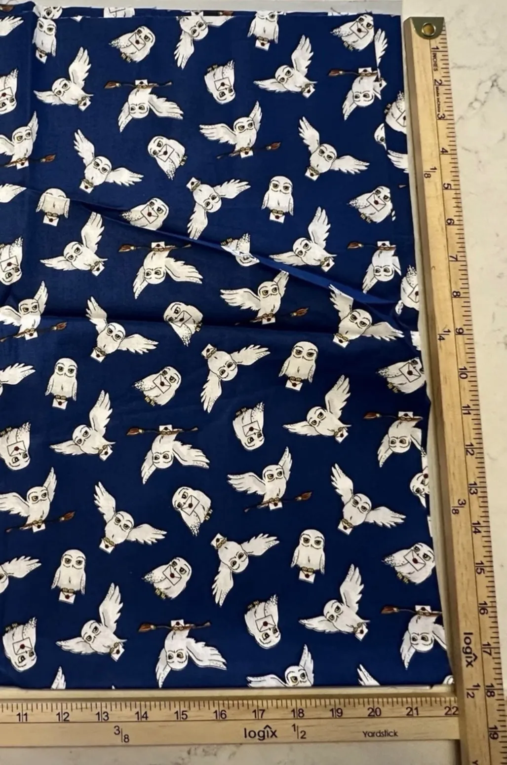 HARRY POTTER Fabric Owl Hedwig Blue Camelot QUILTING COTTON 36” x 44”