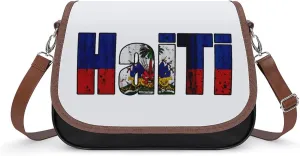 Haïti Flag Sticker Crossbody Shoulder Messenger Women Bag Pu Leather Office Work Business for Handbag Crossbody Bag