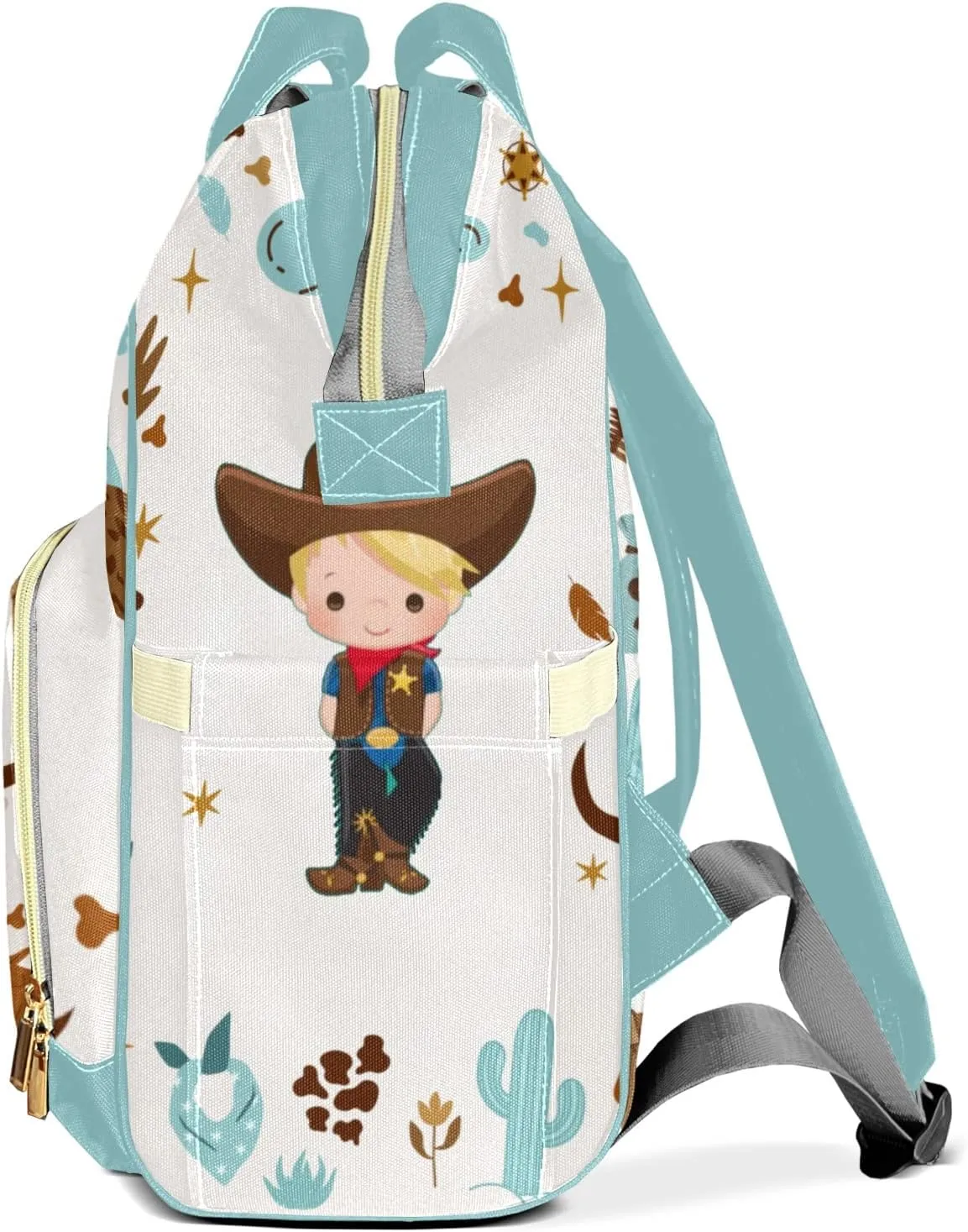 Hats Cowboy Western Personalized Large Capacity Diaper Bags,Custom Name Backpack Casual Daypack Bag Nappy Bag Gifts
