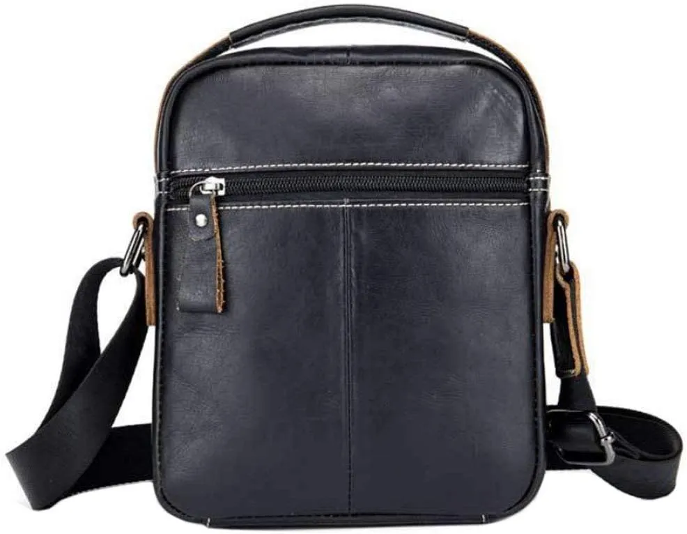 Hebetag Small Leather Shoulder Bag Crossbody Pack for Men Outdoor Travel Business