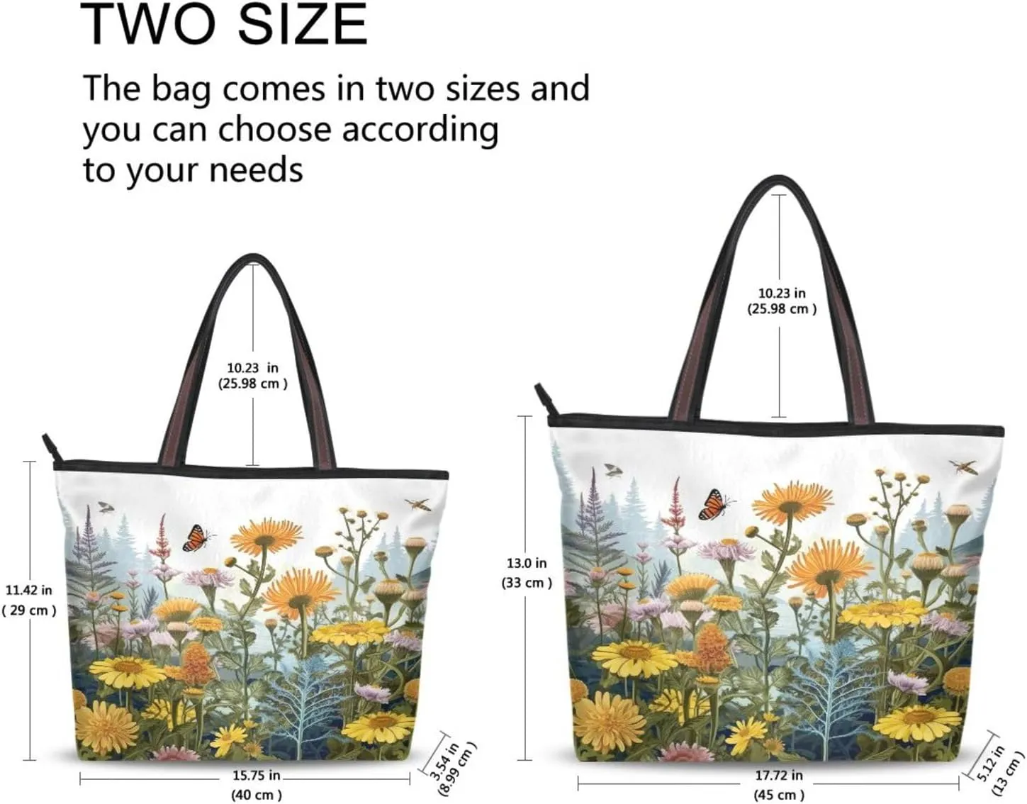 Herb and Flowers Tote Bag for Women Casual Shoulder Bag Women Hobo Bag Top Handle Handbag for Shopping Travel Work