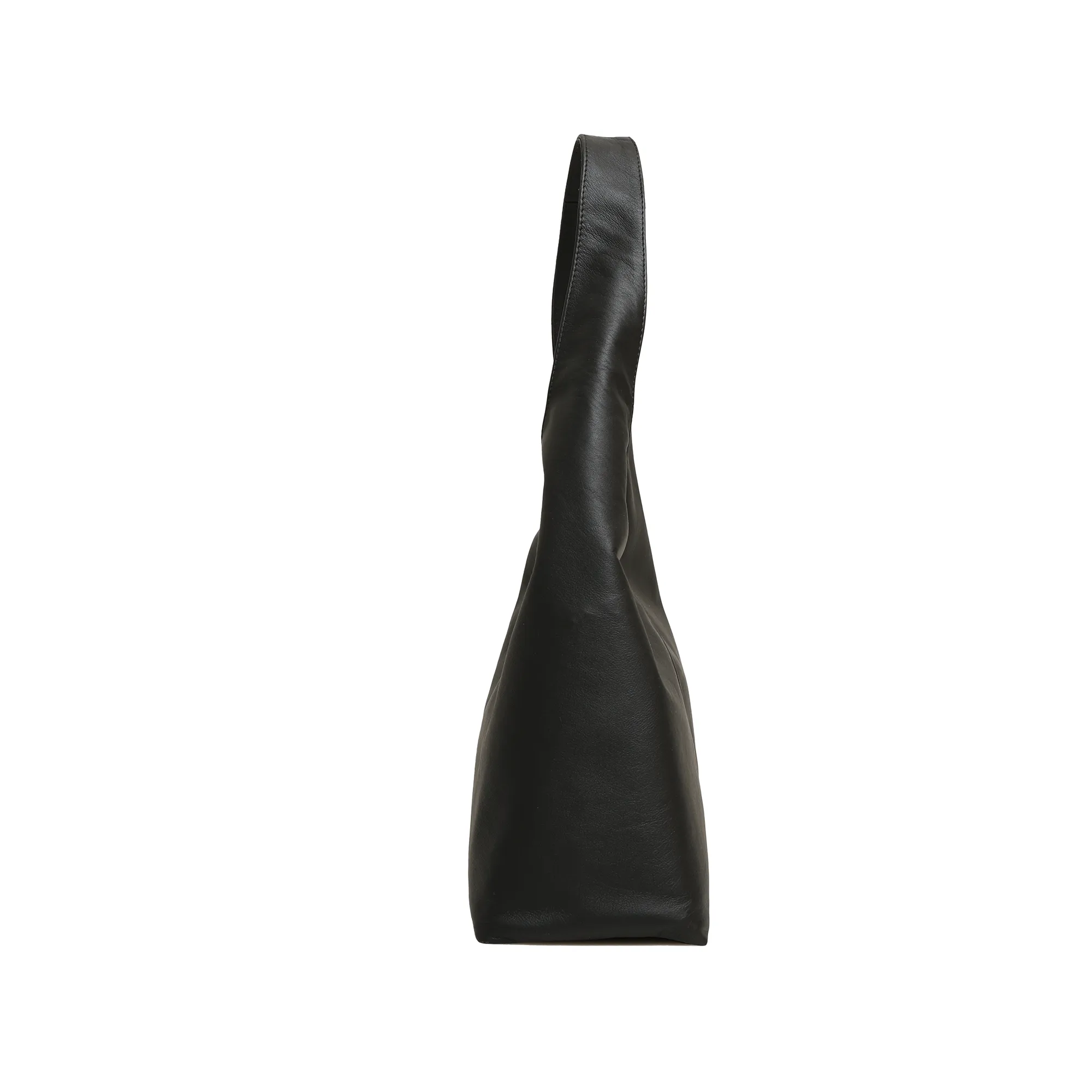 Hibiscus Leather Hobo Bag (Black)