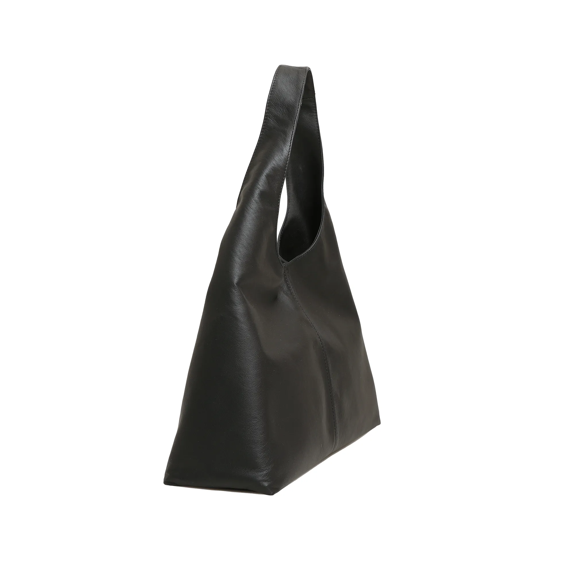 Hibiscus Leather Hobo Bag (Black)