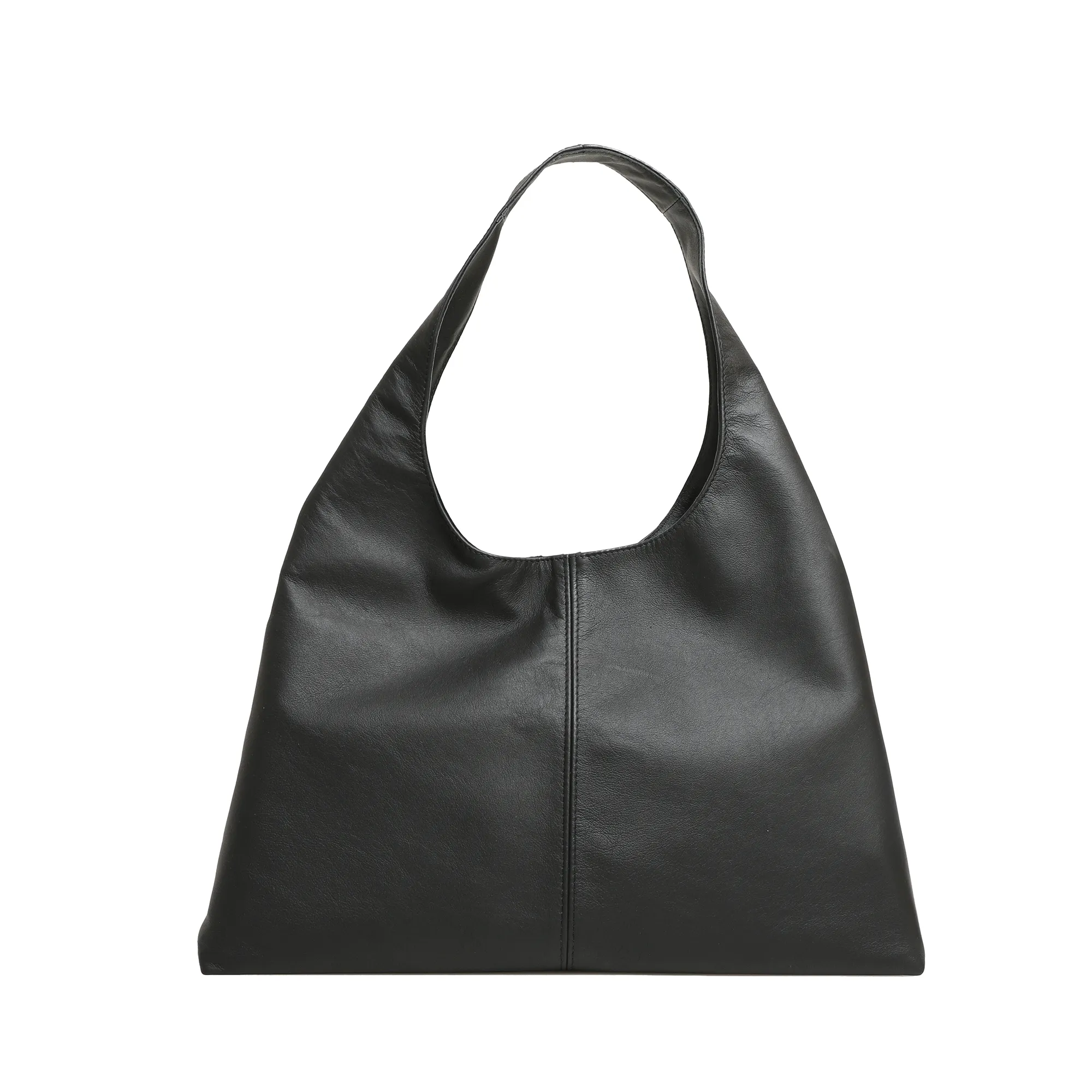 Hibiscus Leather Hobo Bag (Black)