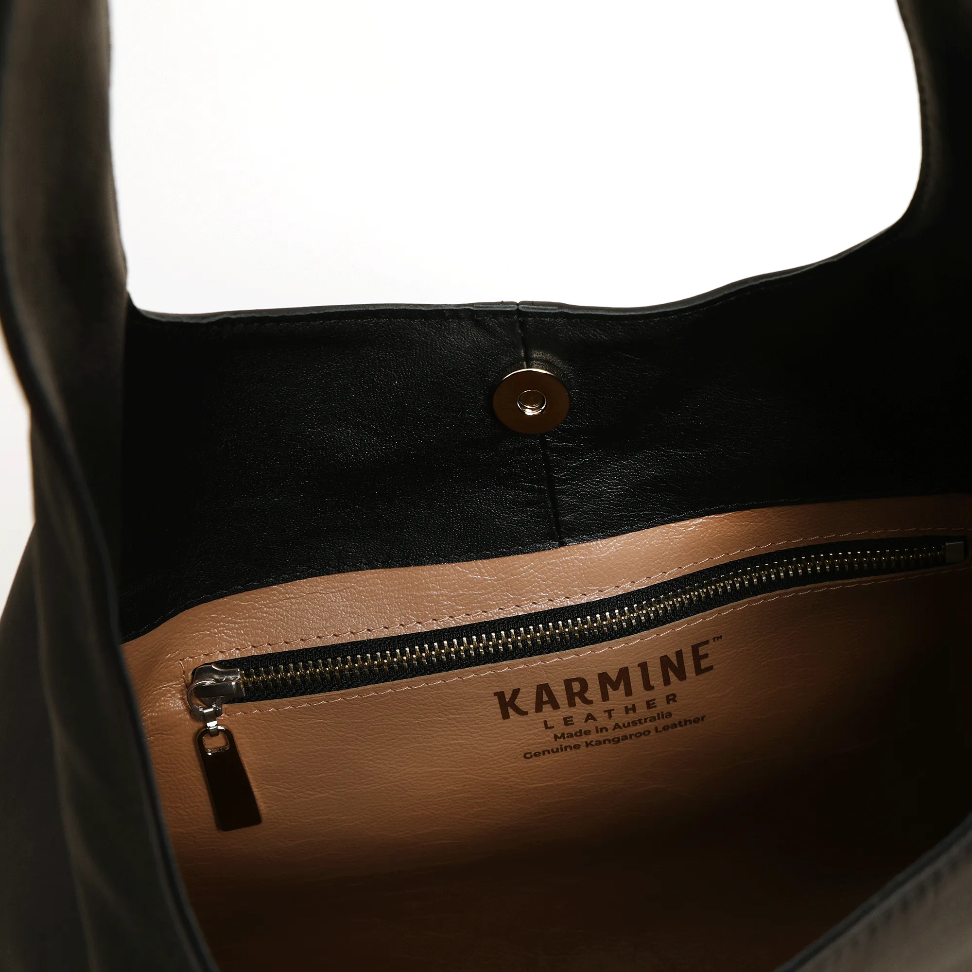 Hibiscus Leather Hobo Bag (Black)
