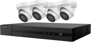 HIKVISION EKI-K41T44 4-Channel 4K NVR Value Express Kit with (4) 4MP Outdoor Network Turret Camera, (2.8 mm Fixed Lens), RJ45 Connections