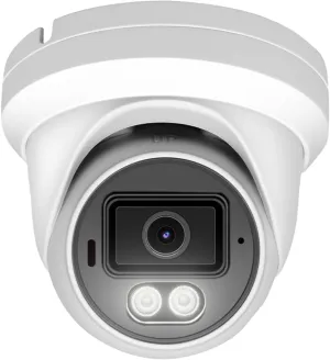 Hikvision/Uniview Compatible 5MP Full Color Night Vision PoE IP Turret Dome Camera, 2.8mm Wide Angle, H.265, Compatible with Hikvision Uniview NVR, NDAA Compliant