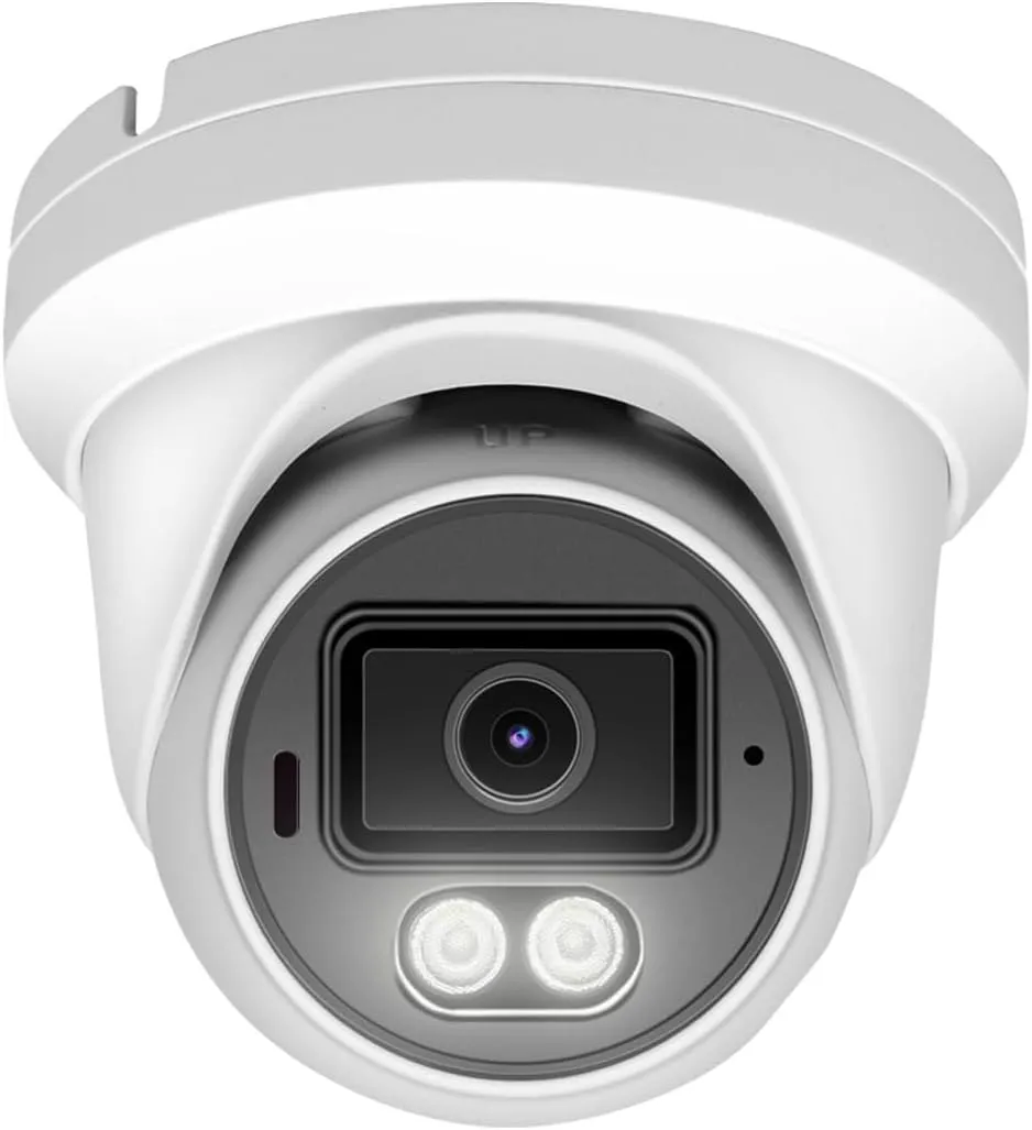 Hikvision/Uniview Compatible 5MP Full Color Night Vision PoE IP Turret Dome Camera, 2.8mm Wide Angle, H.265, Compatible with Hikvision Uniview NVR, NDAA Compliant