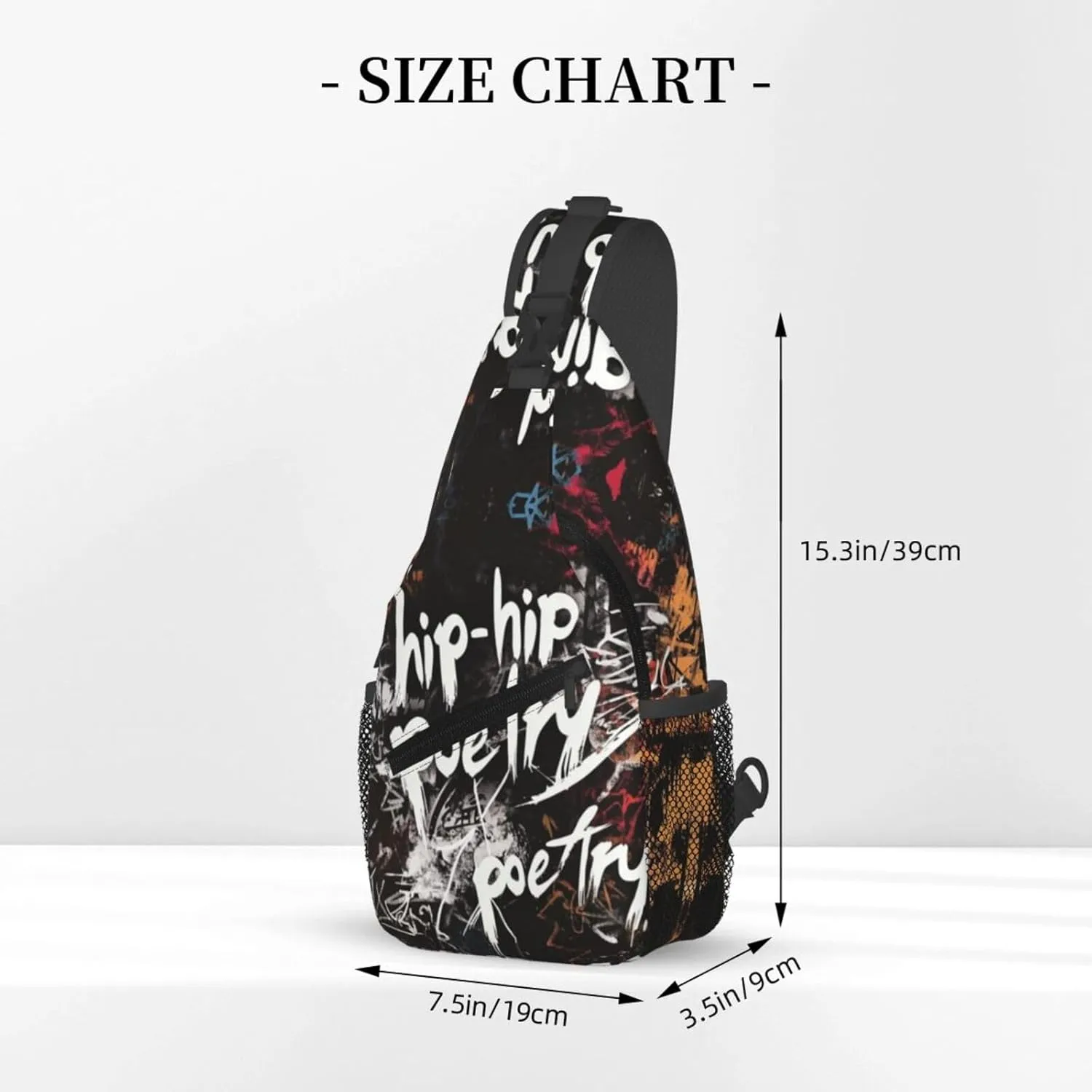 Hip-Hip Poetry Crossbody Bag with Abstract Picture Fitness Sports Travel Hiking Backpack Cute Animal Print Chest Bag Shoulder Bag for Women and Men