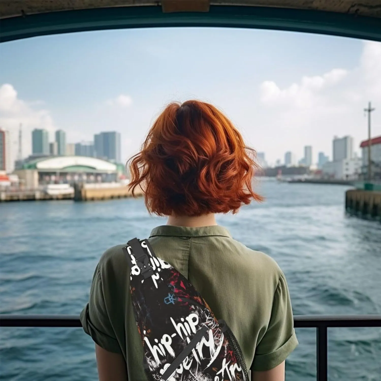 Hip-Hip Poetry Crossbody Bag with Abstract Picture Fitness Sports Travel Hiking Backpack Cute Animal Print Chest Bag Shoulder Bag for Women and Men