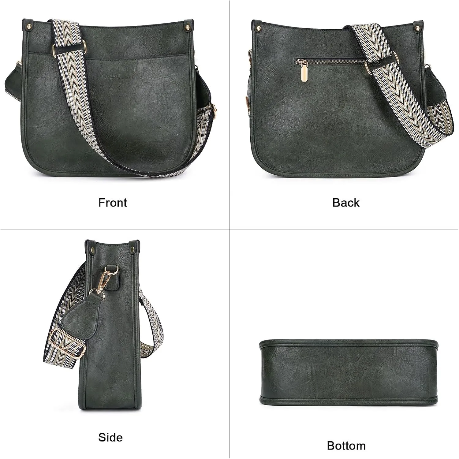 HKCLUF Vegan Leather Crossbody Bags Purse for Women Trendy Tassel Hobo Handbag Women With 2PCS Adjustable Guitar Strap