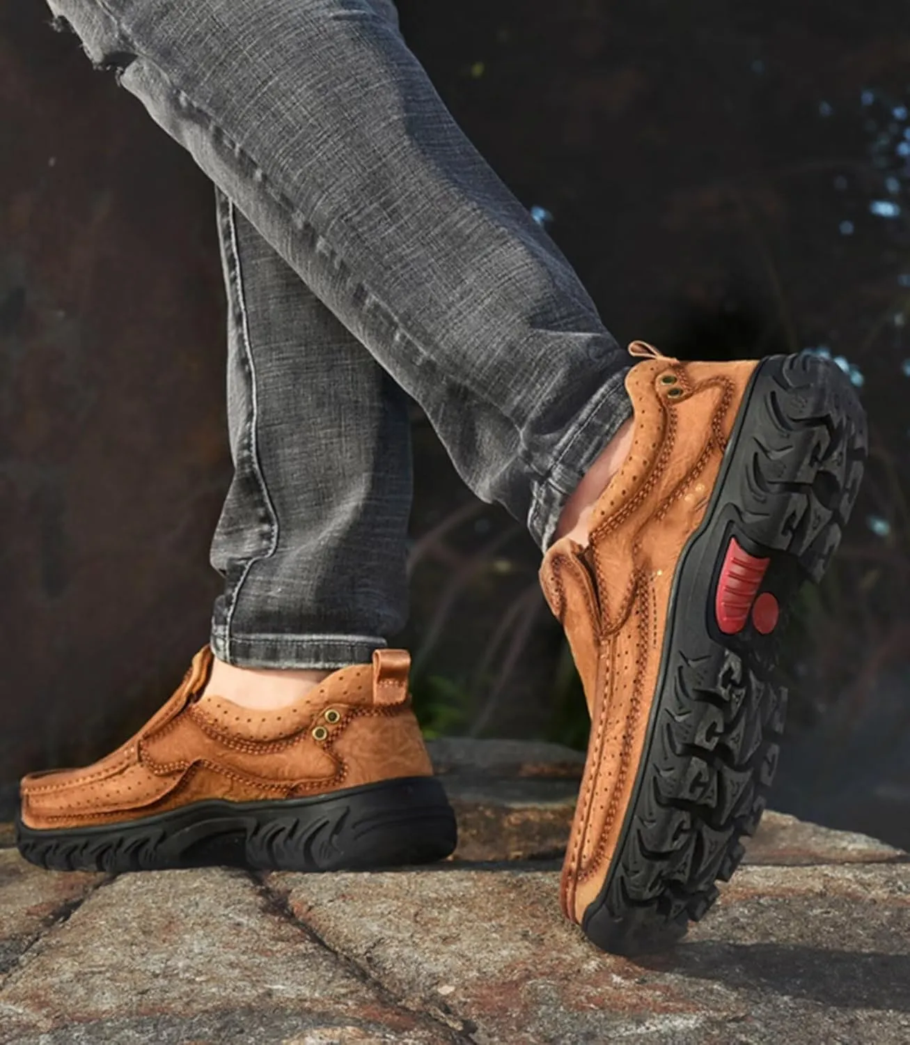 HNVAVQ Mens Leather Shoes Business Work Shoes Walking Shoes Outdoor Trekking Shoes Casual Driving Shoes