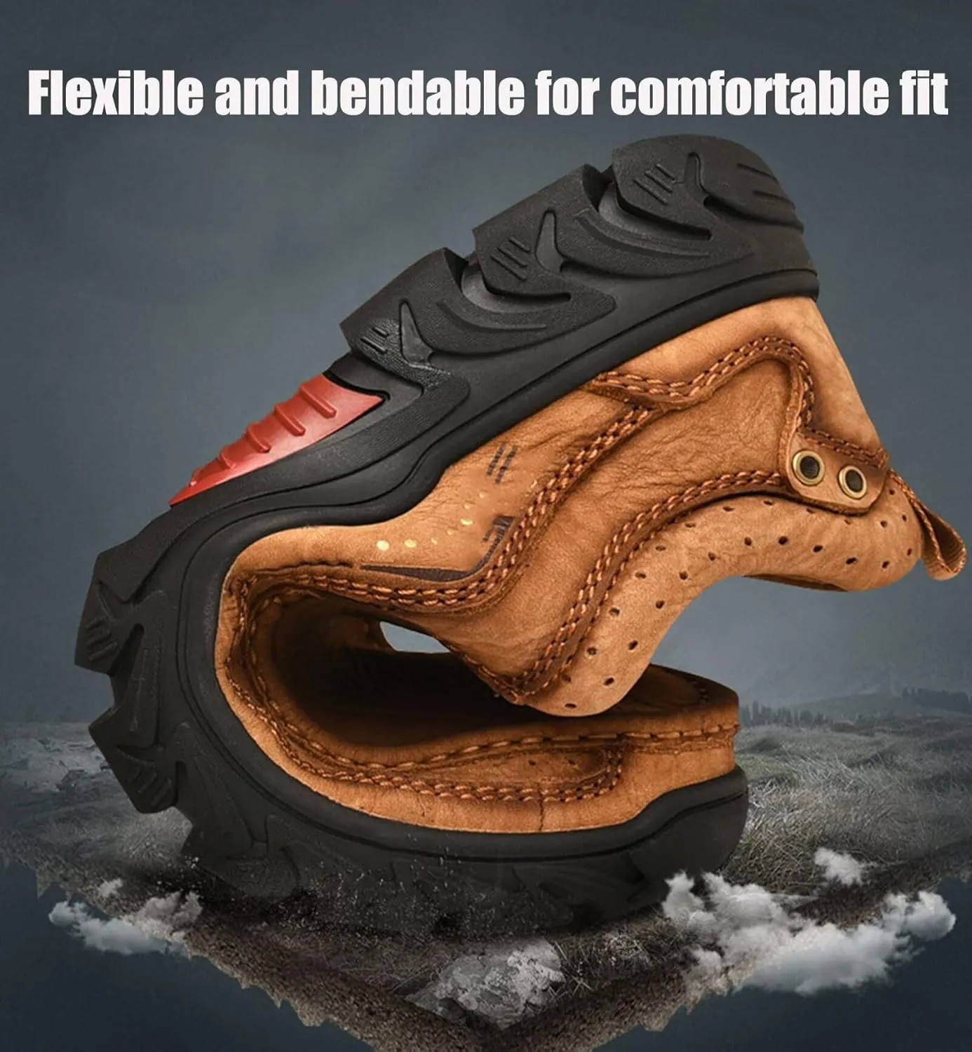 HNVAVQ Mens Leather Shoes Business Work Shoes Walking Shoes Outdoor Trekking Shoes Casual Driving Shoes