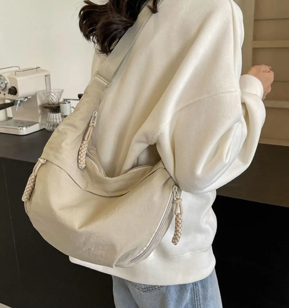 Hobo Bag for Women Men Crescent Shoulder Bag Retro Nylon Canvas Crossbody Bag Slouchy Corduroy Dumpling Bag Purse