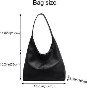 Hobo Bags for Women Slouchy Tote Bag Soft Casual PU Leather Shoulder Purses 2pcs Work Everyday Handbags