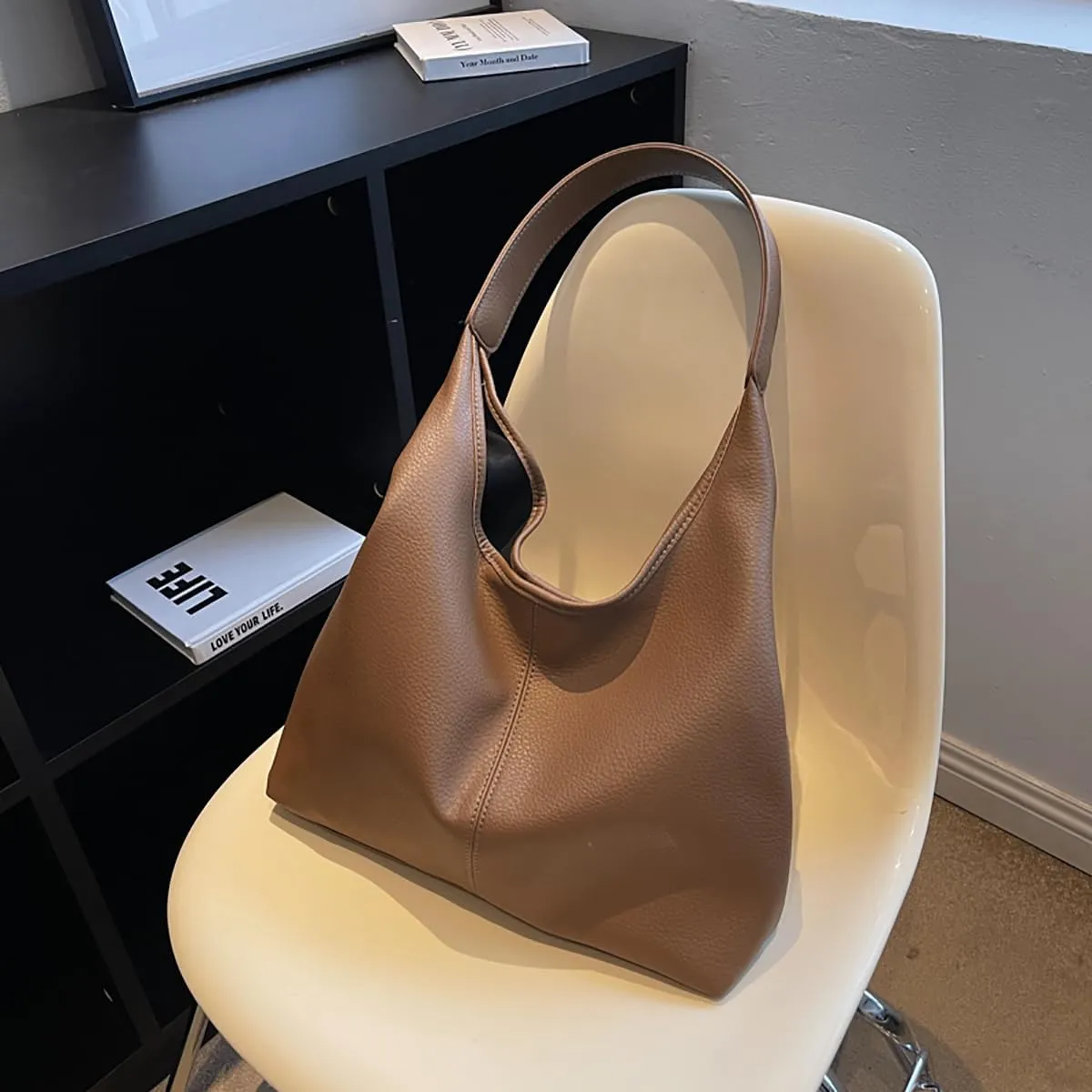Hobo Bags for Women Slouchy Tote Bag Soft Casual PU Leather Shoulder Purses 2pcs Work Everyday Handbags
