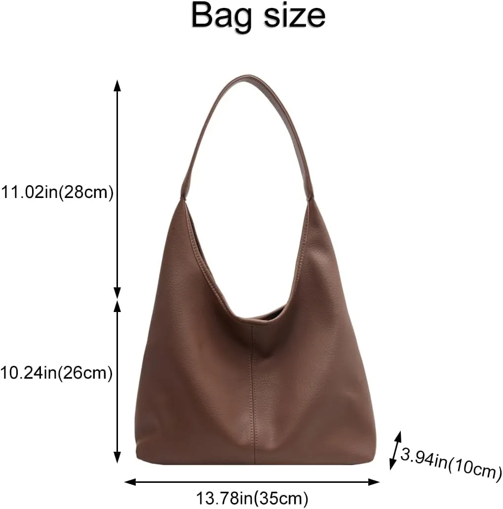 Hobo Bags for Women Slouchy Tote Bag Soft Casual PU Leather Shoulder Purses 2pcs Work Everyday Handbags