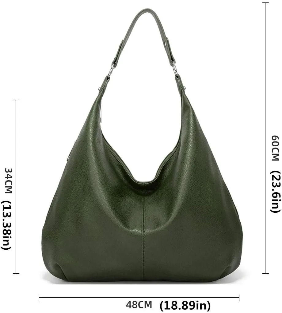 Hobo Bags for Women Soft PU Leather Slouchy Bag Shoulder Purse with Zipper