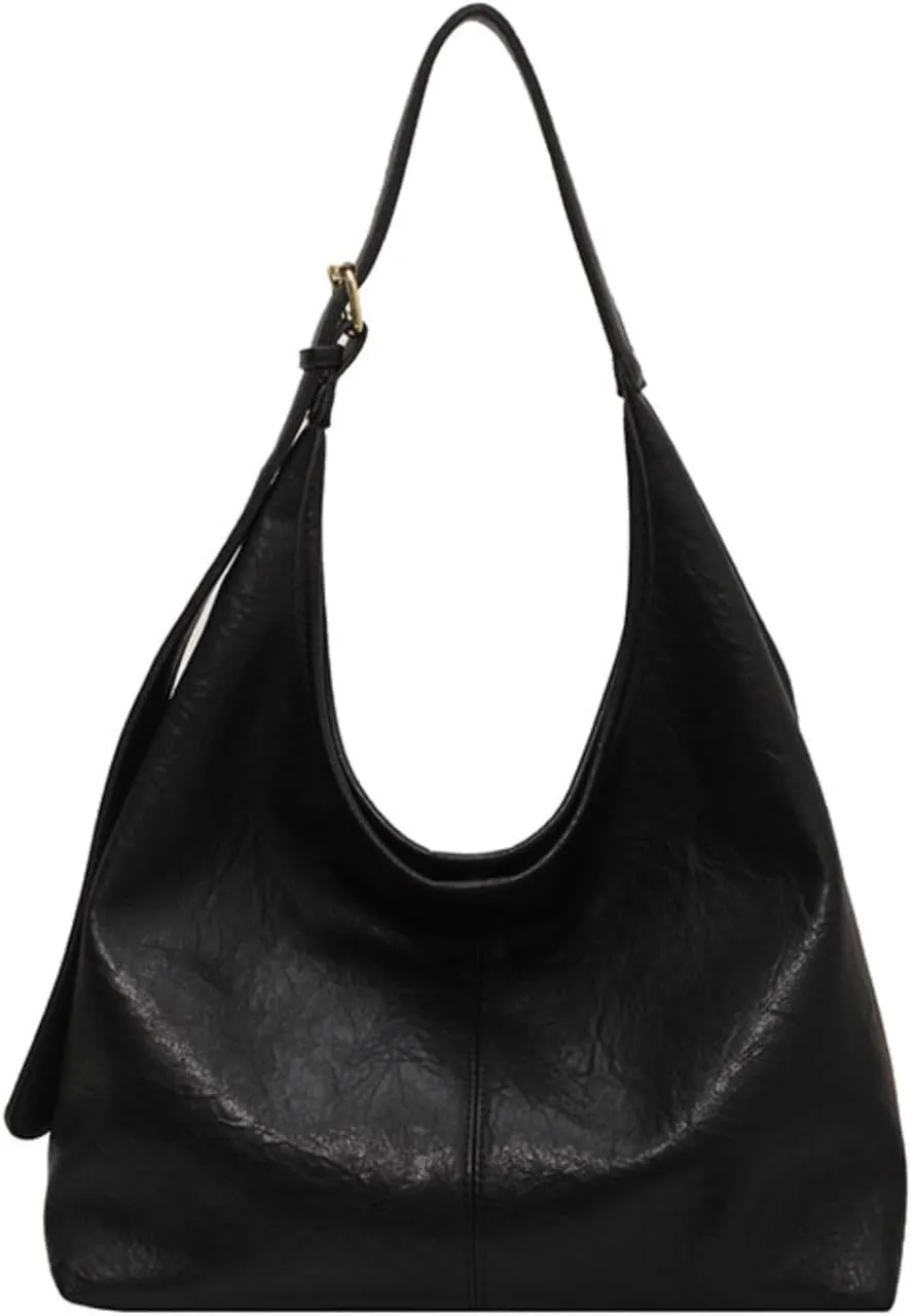 Hobo Bags for Women Soft PU Leather Tote Shoulder Bag Vintage Slouchy Handbag Purses