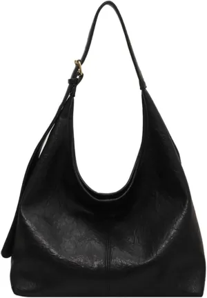 Hobo Bags for Women Soft PU Leather Tote Shoulder Bag Vintage Slouchy Handbag Purses