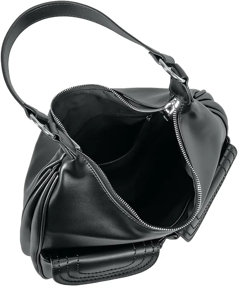 Hobo Bags for Women Trendy Soft Portland Slouchy Leather Handbags Shoulder Bag Work Tote Bag Purse (Black)
