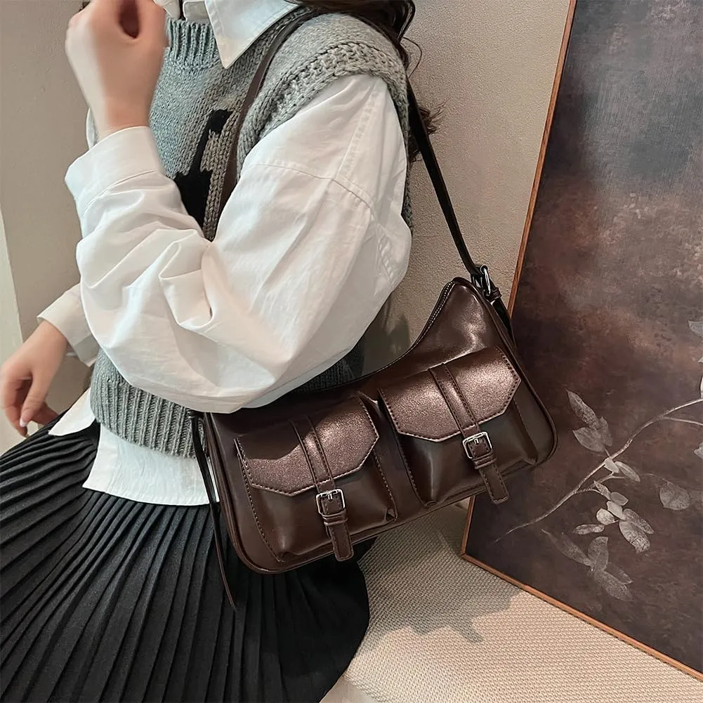 Hobo Bags for Women, Y2k Purse Crescent Shoulder Bag Purse Multi-pocket Crossbody Bag Handbag for Work Travel