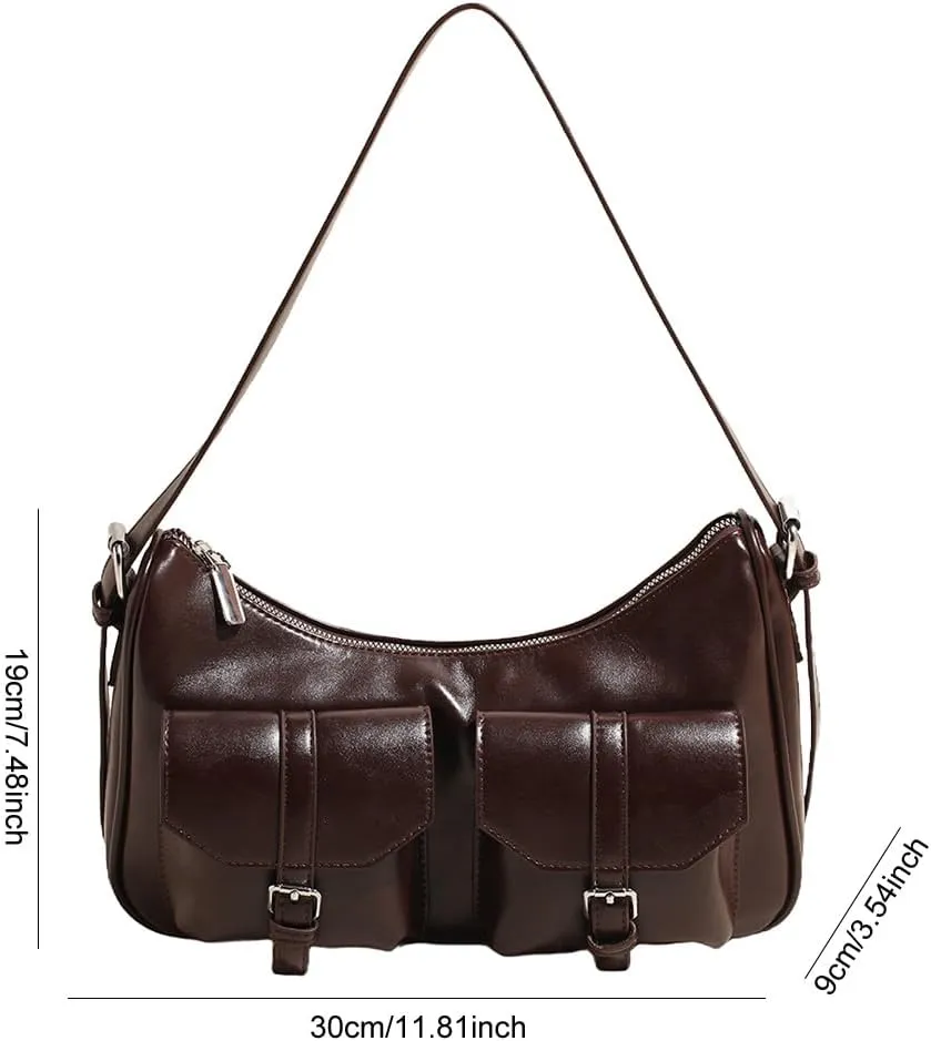 Hobo Bags for Women, Y2k Purse Crescent Shoulder Bag Purse Multi-pocket Crossbody Bag Handbag for Work Travel