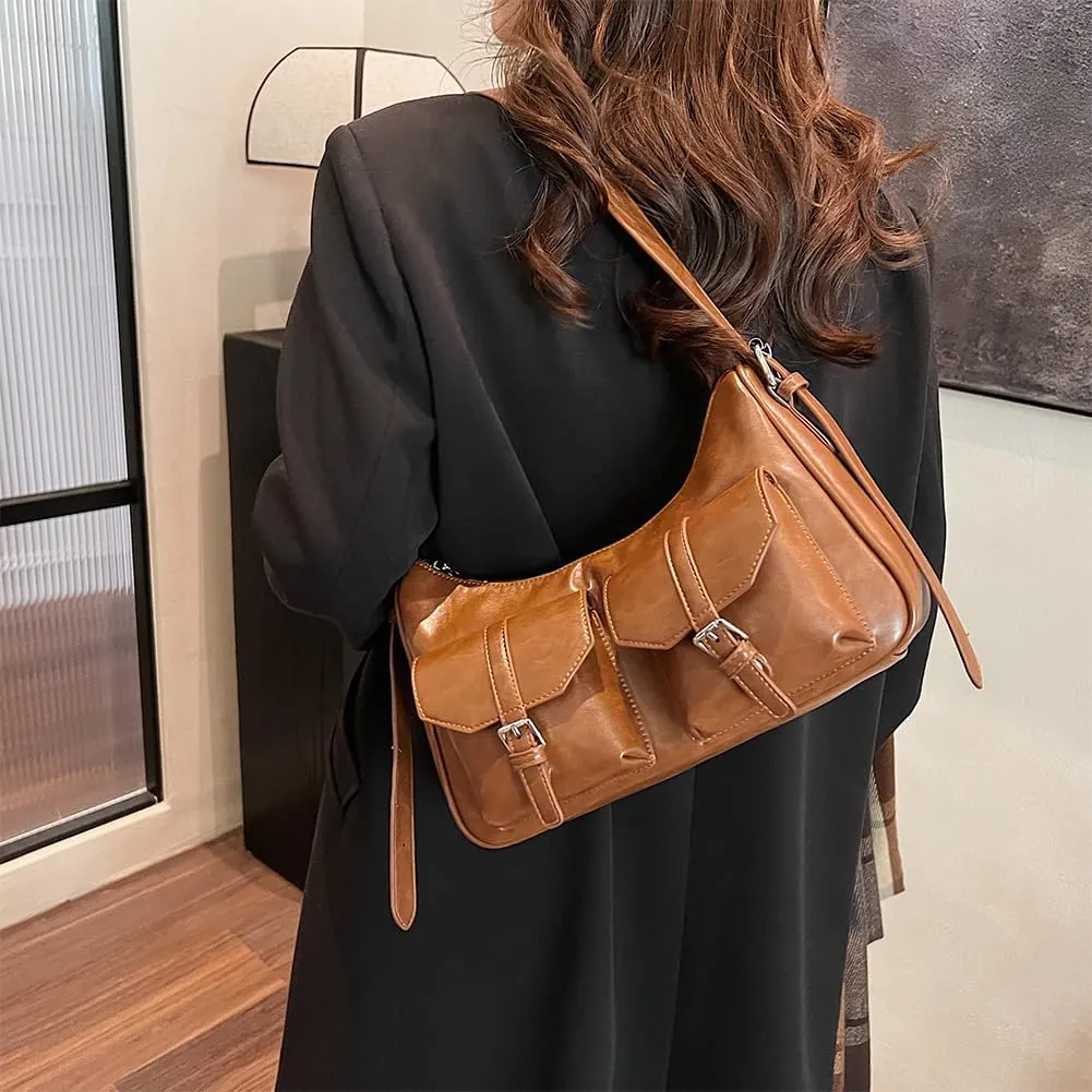 Hobo Bags for Women, Y2k Purse Crescent Shoulder Bag Purse Multi-pocket Crossbody Bag Handbag for Work Travel