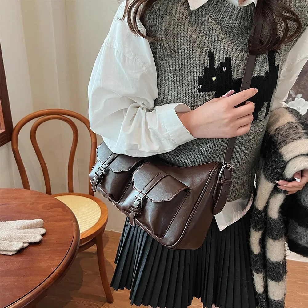 Hobo Bags for Women, Y2k Purse Crescent Shoulder Bag Purse Multi-pocket Crossbody Bag Handbag for Work Travel