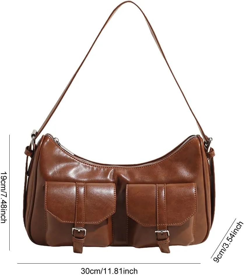 Hobo Bags for Women, Y2k Purse Crescent Shoulder Bag Purse Multi-pocket Crossbody Bag Handbag for Work Travel