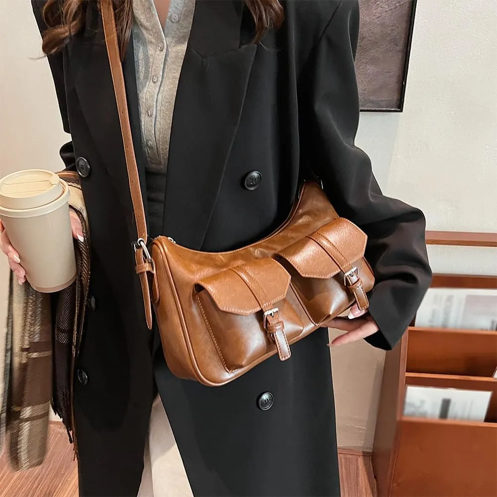 Hobo Bags for Women, Y2k Purse Crescent Shoulder Bag Purse Multi-pocket Crossbody Bag Handbag for Work Travel