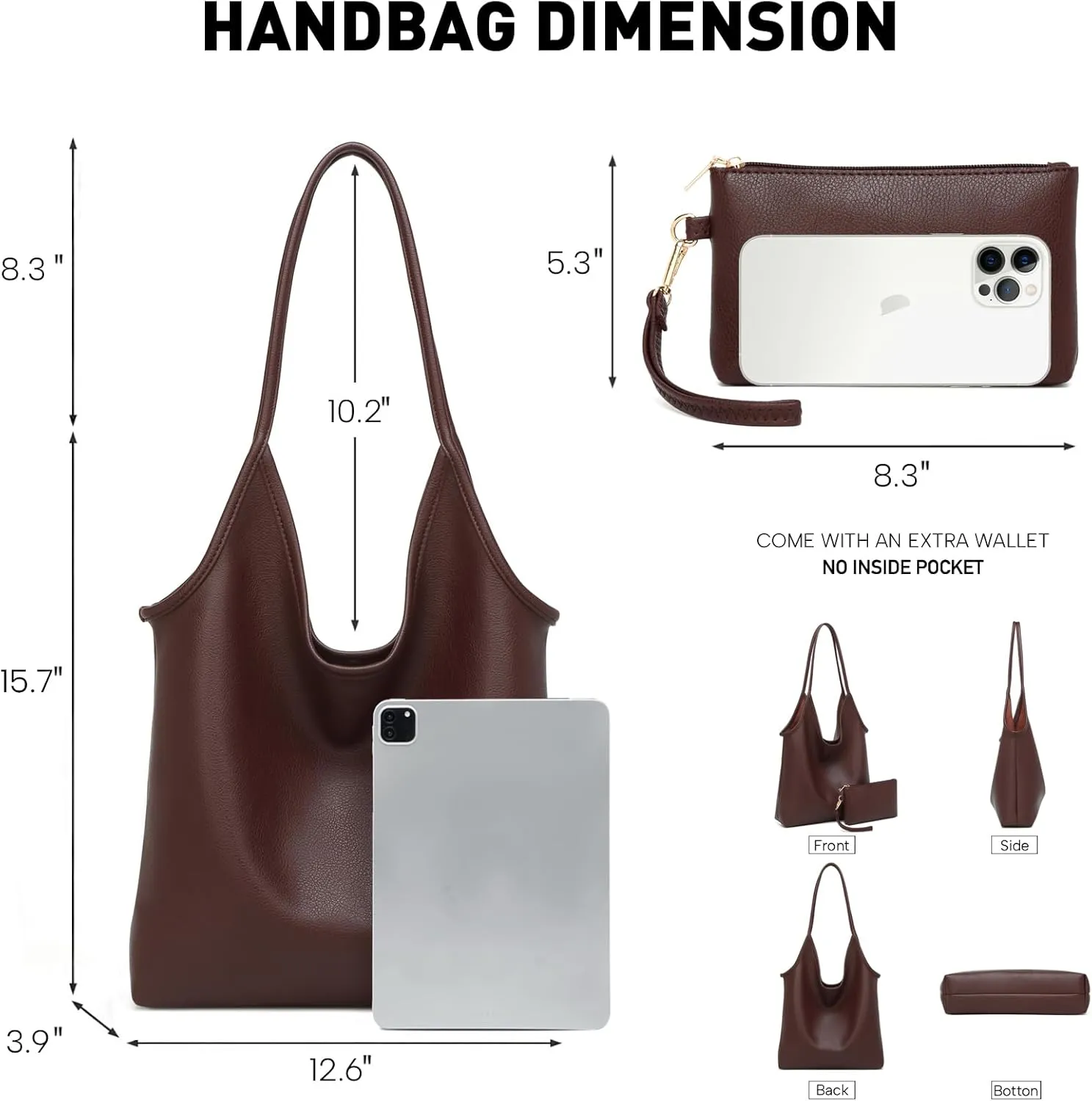 Hobo Bags Purse for Women Soft Slouchy Hobo Shoulder Bag Designer Ladies Large Leather Everyday Handle Handbag