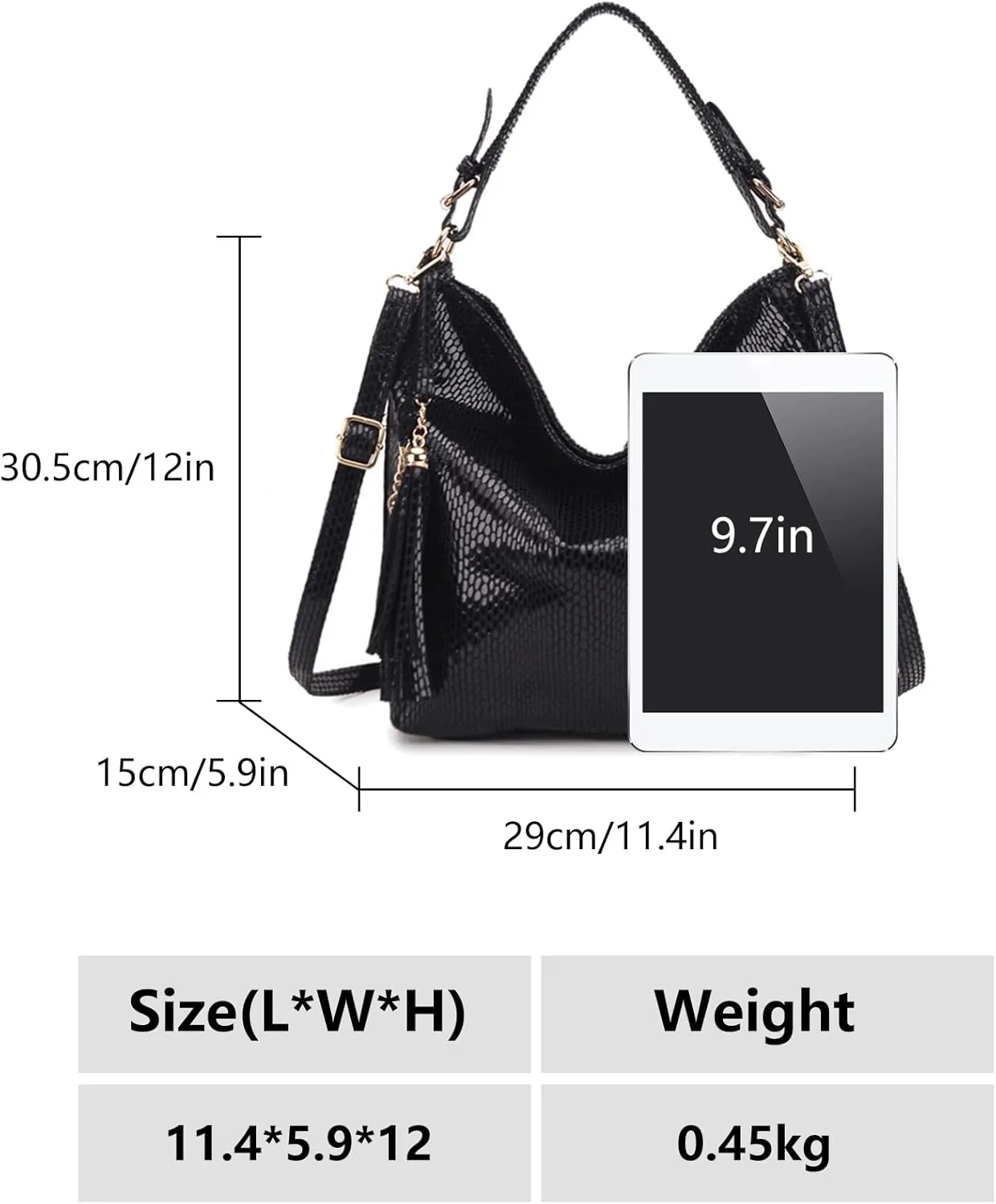 Hobo Handbags for Women Large Hobo Bags Purses PU Leather Shoulder Bags Ladies Crossbody Bag with Tassel (Red)