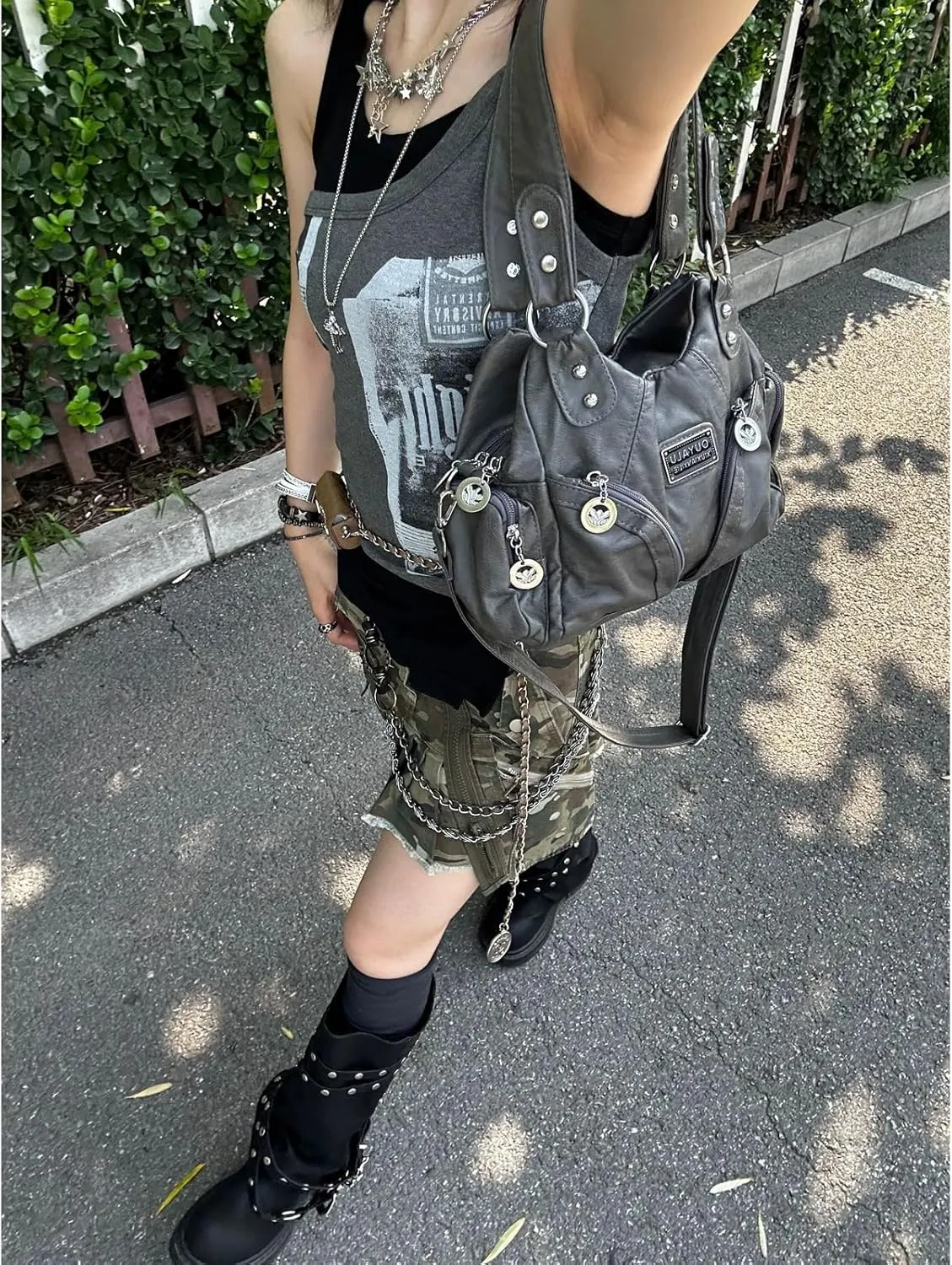 Hobo Purses and Handbags for Women Leather Multi-Pocket Tote Bag with Zipper Daily Shoulder Bags