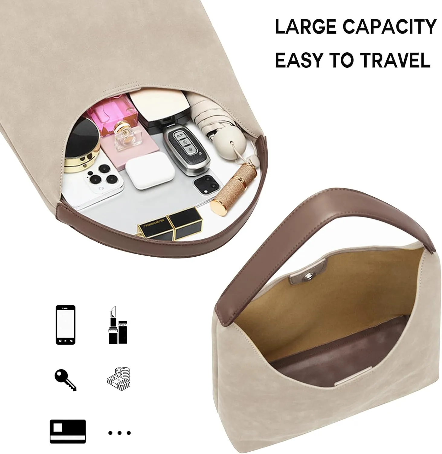 Hobo Tote Bag for Women Slouchy Bags with Small Purse, Designer Handbags for Women Large Capacity Shoulder Bag