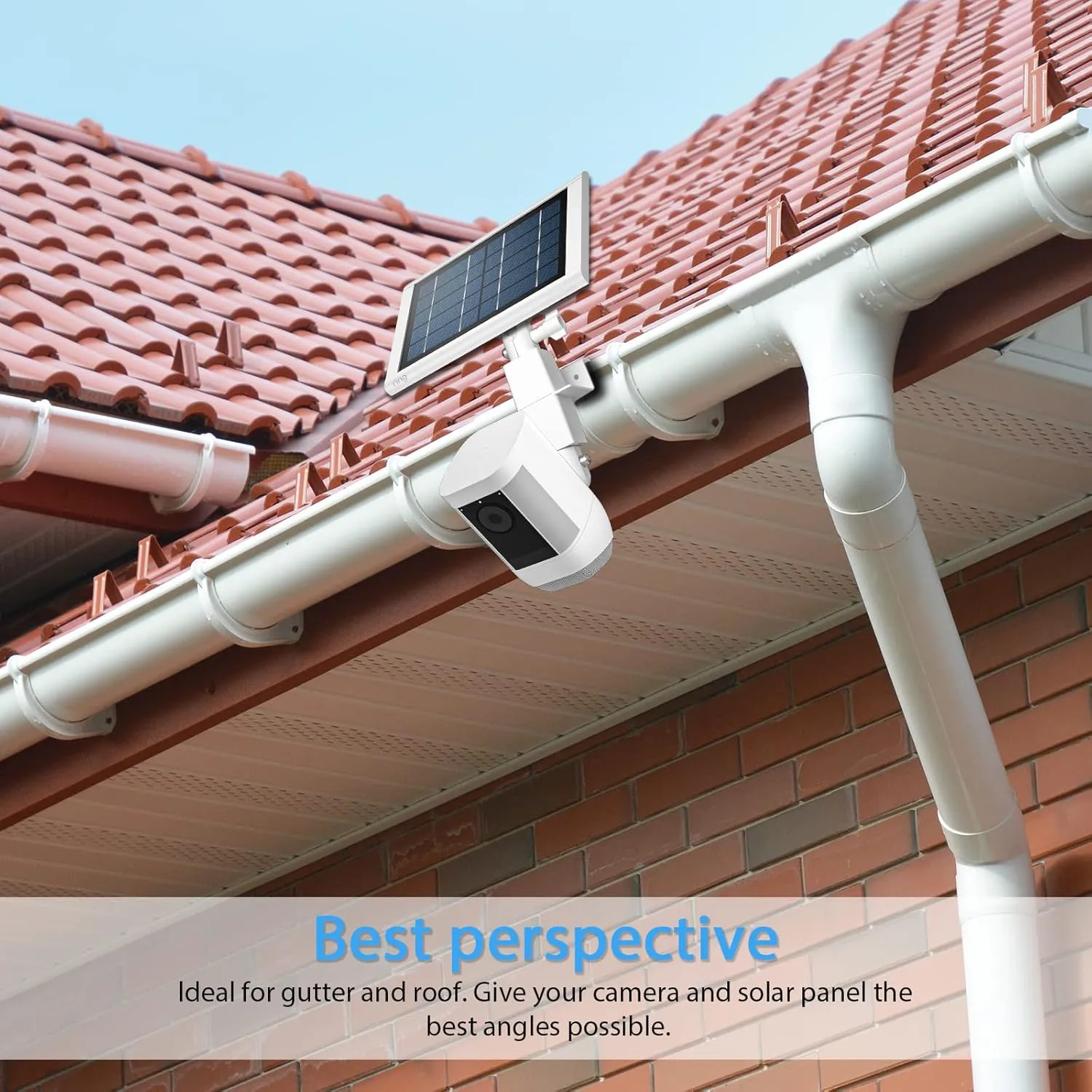 HOLACA 2-in-1 Weatherproof Gutter Mount for Stick Up Cam Pro Solar Panel, Spotlight Cam Pro Battery and Stick Up Cam Plus Battery Outdoor Mount Accessories for Ring Super Solar Panel (White)