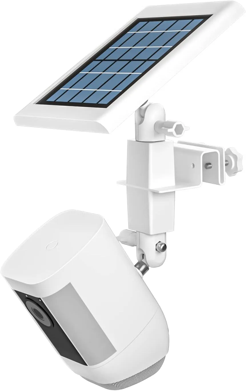 HOLACA 2-in-1 Weatherproof Gutter Mount for Stick Up Cam Pro Solar Panel, Spotlight Cam Pro Battery and Stick Up Cam Plus Battery Outdoor Mount Accessories for Ring Super Solar Panel (White)