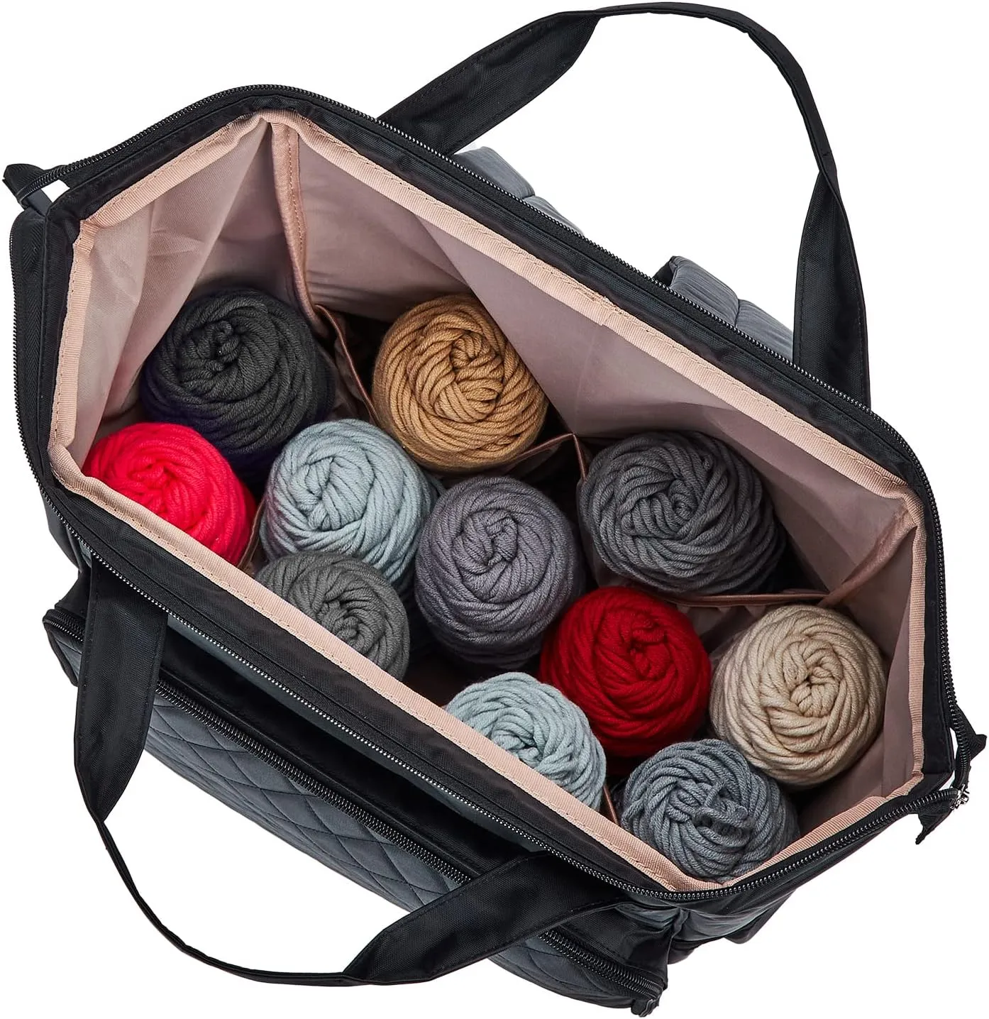 HOMEST Crochet Bag Organizer, Large Capacity Yarn Storage, Knitting Bag for Carrying Projects, Crocheting Hooks, Suppliers, Needles and Accessories, Black