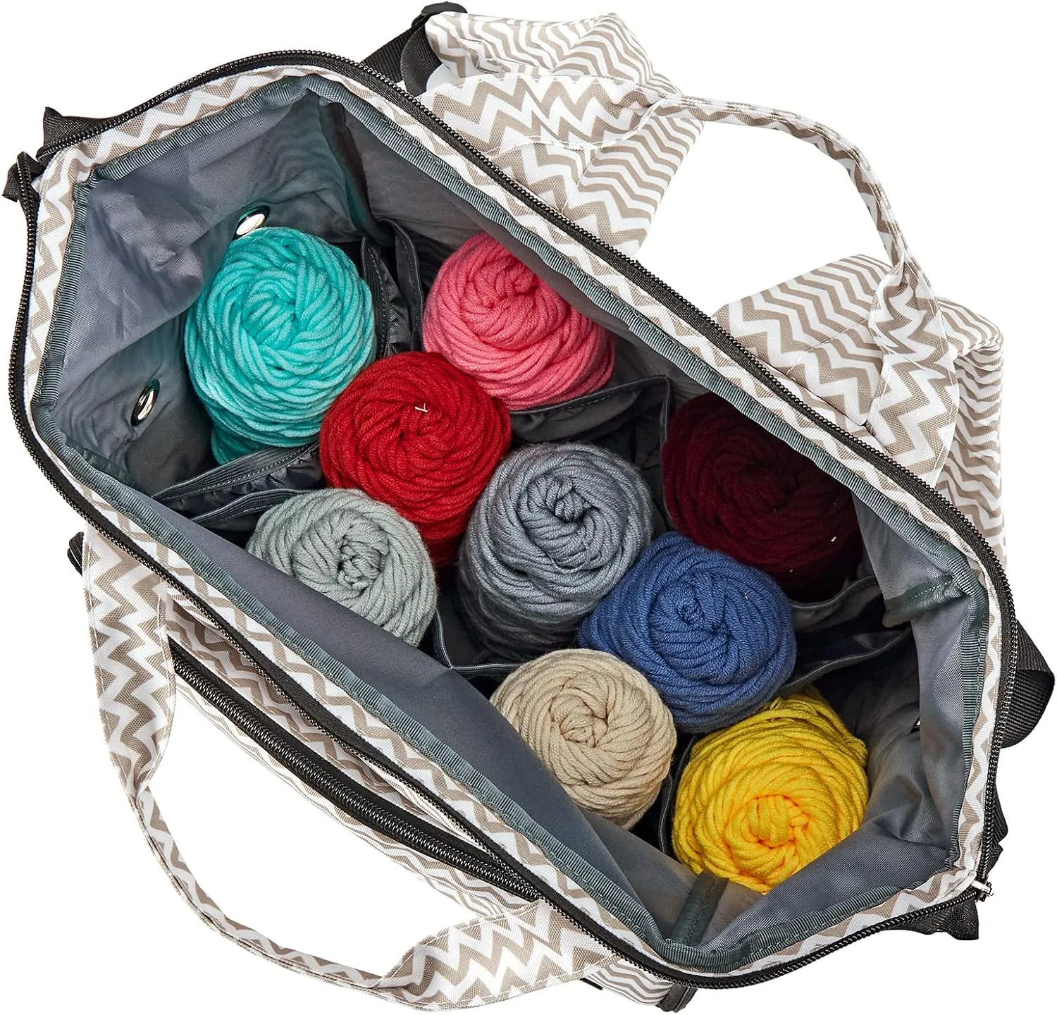 HOMEST Crochet Bag Organizer, Large Capacity Yarn Storage, Knitting Bag for Carrying Projects, Crocheting Hooks, Suppliers, Needles and Accessories, Ripple