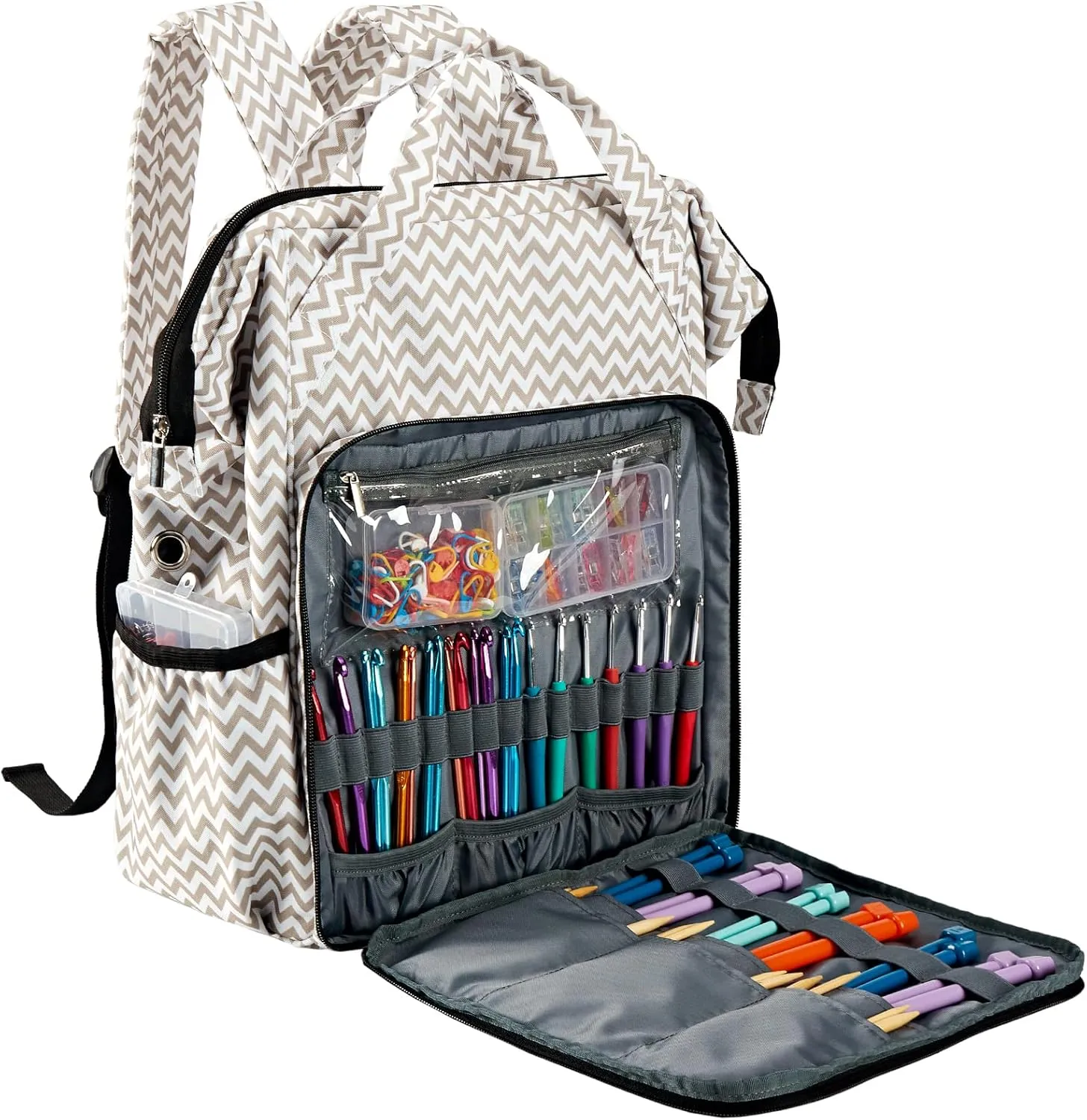 HOMEST Crochet Bag Organizer, Large Capacity Yarn Storage, Knitting Bag for Carrying Projects, Crocheting Hooks, Suppliers, Needles and Accessories, Ripple