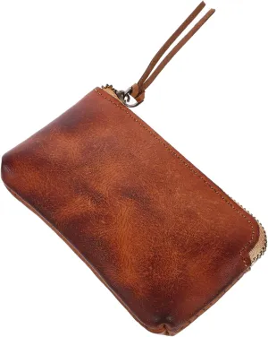 Homoyoyo Double Pocket Coin Purse Vintage Look Leather Change Purse for Outdoor Use