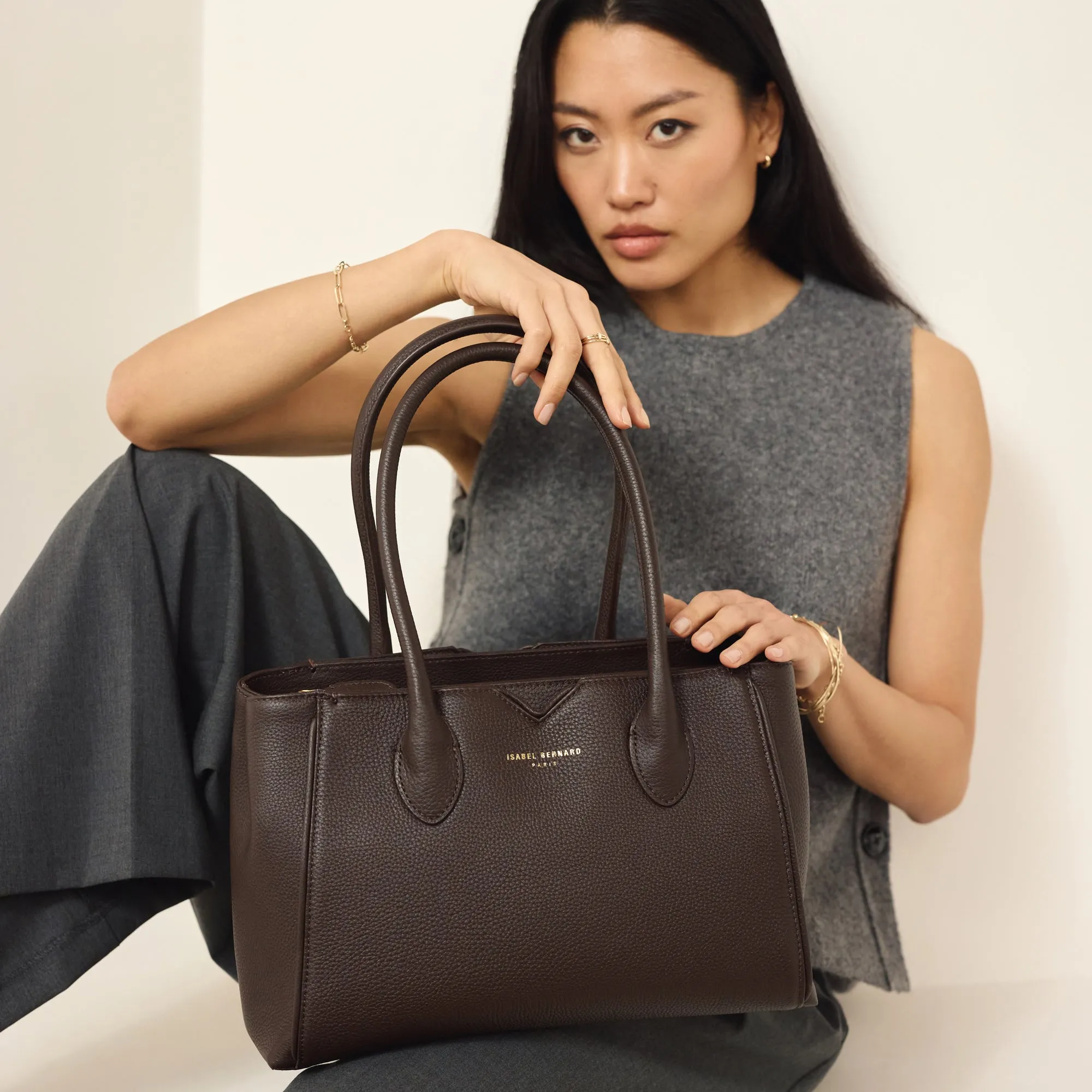 Honoré Cloe brown calfskin leather handbag